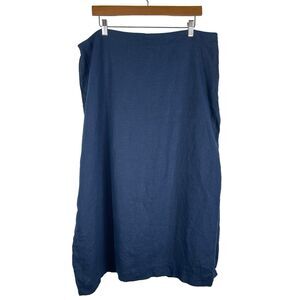 Abercrombie & Fitch Linen Slit Midi Long Skirt Size XL‎ Lined Blue Neutral